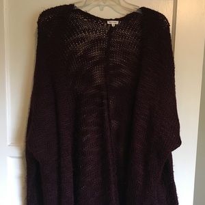 En Creme slouchy burgundy open cardigan